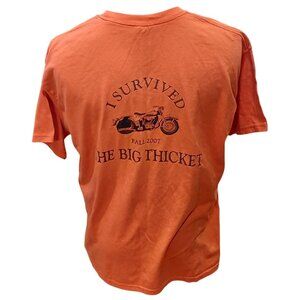 Hanes Adult XL Orange  I Survived The Big Thicket Fall 2007 T-Shirt Motorcycle